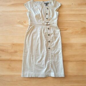 White House Black Market Cream Midi Dress
